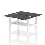 Air Back-to-Back 1200 x 600mm Height Adjustable 2 Person Bench Desk Black Top with Cable Ports White Frame HA02830