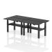 Air Back-to-Back 1200 x 600mm Height Adjustable 4 Person Bench Desk Black Top with Cable Ports Black Frame HA02832
