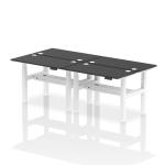 Air Back-to-Back 1200 x 600mm Height Adjustable 4 Person Bench Desk Black Top with Cable Ports White Frame HA02836