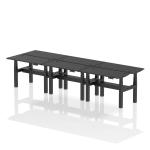 Air Back-to-Back 1200 x 600mm Height Adjustable 6 Person Bench Desk Black Top with Cable Ports Black Frame HA02838