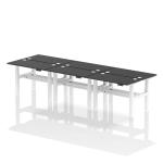 Air Back-to-Back 1200 x 600mm Height Adjustable 6 Person Bench Desk Black Top with Cable Ports White Frame HA02842