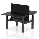 Air Back-to-Back 1200 x 800mm Height Adjustable 2 Person Bench Desk Black Top with Cable Ports Black Frame with Black Straight Screen HA02845