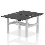 Air Back-to-Back 1200 x 800mm Height Adjustable 2 Person Bench Desk Black Top with Cable Ports Silver Frame HA02846
