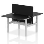 Air Back-to-Back 1200 x 800mm Height Adjustable 2 Person Bench Desk Black Top with Cable Ports Silver Frame with Black Straight Screen HA02847