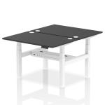 Air Back-to-Back 1200 x 800mm Height Adjustable 2 Person Bench Desk Black Top with Cable Ports White Frame HA02848