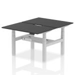 Air Back-to-Back Black Series 1200 x 800mm Height Adjustable 2 Person Bench Desk Black Top with Scalloped Edge Silver Frame HA02852