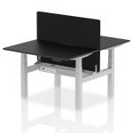 Air Back-to-Back Black Series 1200 x 800mm Height Adjustable 2 Person Bench Desk Black Top with Scalloped Edge Silver Frame with Charcoal Straight Scr HA02853
