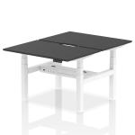 Air Back-to-Back Black Series 1200 x 800mm Height Adjustable 2 Person Bench Desk Black Top with Scalloped Edge White Frame HA02854