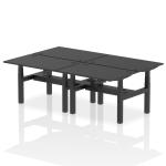 Air Back-to-Back 1200 x 800mm Height Adjustable 4 Person Bench Desk Black Top with Cable Ports Black Frame HA02856