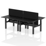 Air Back-to-Back 1200 x 800mm Height Adjustable 4 Person Bench Desk Black Top with Cable Ports Black Frame with Black Straight Screen HA02857