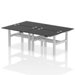 Air Back-to-Back 1200 x 800mm Height Adjustable 4 Person Bench Desk Black Top with Cable Ports Silver Frame HA02858