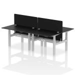 Air Back-to-Back 1200 x 800mm Height Adjustable 4 Person Bench Desk Black Top with Cable Ports Silver Frame with Black Straight Screen HA02859