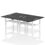 Air Back-to-Back 1200 x 800mm Height Adjustable 4 Person Bench Desk Black Top with Cable Ports White Frame HA02860