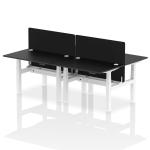 Air Back-to-Back 1200 x 800mm Height Adjustable 4 Person Bench Desk Black Top with Cable Ports White Frame with Black Straight Screen HA02861