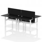 Air Back-to-Back 1200 x 800mm Height Adjustable 4 Person Office Bench Desk Black Top with Cable Ports White Frame with Black Straight Screen HA02861