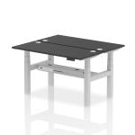 Air Back-to-Back 1400 x 600mm Height Adjustable 2 Person Bench Desk Black Top with Cable Ports Silver Frame HA02882