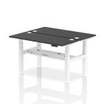 Air Back-to-Back 1400 x 600mm Height Adjustable 2 Person Bench Desk Black Top with Cable Ports White Frame HA02884