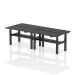 Air Back-to-Back 1400 x 600mm Height Adjustable 4 Person Bench Desk Black Top with Cable Ports Black Frame HA02886