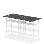 Air Back-to-Back 1400 x 600mm Height Adjustable 4 Person Bench Desk Black Top with Cable Ports White Frame HA02890