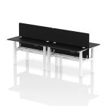 Air Back-to-Back 1400 x 600mm Height Adjustable 4 Person Bench Desk Black Top with Cable Ports White Frame with Black Straight Screen HA02891