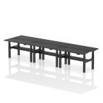 Air Back-to-Back 1400 x 600mm Height Adjustable 6 Person Bench Desk Black Top with Cable Ports Black Frame HA02892