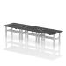 Air Back-to-Back 1400 x 600mm Height Adjustable 6 Person Bench Desk Black Top with Cable Ports Silver Frame HA02894