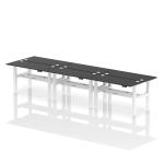 Air Back-to-Back 1400 x 600mm Height Adjustable 6 Person Bench Desk Black Top with Cable Ports White Frame HA02896