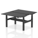 Air Back-to-Back 1400 x 800mm Height Adjustable 2 Person Bench Desk Black Top with Cable Ports Black Frame HA02898