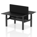 Air Back-to-Back 1400 x 800mm Height Adjustable 2 Person Bench Desk Black Top with Cable Ports Black Frame with Black Straight Screen HA02899