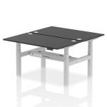 Air Back-to-Back 1400 x 800mm Height Adjustable 2 Person Bench Desk Black Top with Cable Ports Silver Frame HA02900