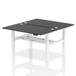 Air Back-to-Back 1400 x 800mm Height Adjustable 2 Person Bench Desk Black Top with Cable Ports White Frame HA02902