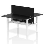 Air Back-to-Back 1400 x 800mm Height Adjustable 2 Person Bench Desk Black Top with Cable Ports White Frame with Black Straight Screen HA02903