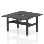Air Back-to-Back Black Series 1400 x 800mm Height Adjustable 2 Person Bench Desk Black Top with Scalloped Edge Black Frame HA02904