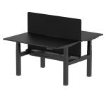 Air Back-to-Back Black Series 1400 x 800mm Height Adjustable 2 Person Bench Desk Black Top with Scalloped Edge Black Frame with Charcoal Straight Scre HA02905