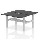 Air Back-to-Back Black Series 1400 x 800mm Height Adjustable 2 Person Bench Desk Black Top with Scalloped Edge Silver Frame HA02906