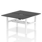 Air Back-to-Back Black Series 1400 x 800mm Height Adjustable 2 Person Bench Desk Black Top with Scalloped Edge White Frame HA02908