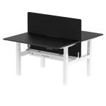 Air Back-to-Back Black Series 1400 x 800mm Height Adjustable 2 Person Bench Desk Black Top with Scalloped Edge White Frame with Charcoal Straight Scre HA02909