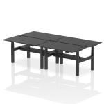 Air Back-to-Back 1400 x 800mm Height Adjustable 4 Person Bench Desk Black Top with Cable Ports Black Frame HA02910