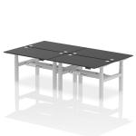 Air Back-to-Back 1400 x 800mm Height Adjustable 4 Person Bench Desk Black Top with Cable Ports Silver Frame HA02912