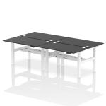 Air Back-to-Back 1400 x 800mm Height Adjustable 4 Person Bench Desk Black Top with Cable Ports White Frame HA02914