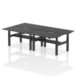 Air Back-to-Back Black Series 1400 x 800mm Height Adjustable 4 Person Bench Desk Black Top with Scalloped Edge Black Frame HA02916