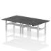 Air Back-to-Back Black Series 1400 x 800mm Height Adjustable 4 Person Bench Desk Black Top with Scalloped Edge Silver Frame HA02918