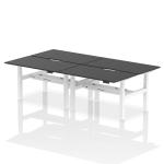 Air Back-to-Back Black Series 1400 x 800mm Height Adjustable 4 Person Bench Desk Black Top with Scalloped Edge White Frame HA02920