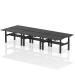 Air Back-to-Back 1400 x 800mm Height Adjustable 6 Person Bench Desk Black Top with Cable Ports Black Frame HA02922