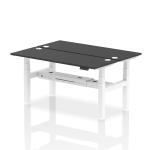 Air Back-to-Back 1600 x 600mm Height Adjustable 2 Person Bench Desk Black Top with Cable Ports White Frame HA02938