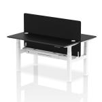 Air Back-to-Back 1600 x 600mm Height Adjustable 2 Person Bench Desk Black Top with Cable Ports White Frame with Black Straight Screen HA02939
