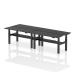 Air Back-to-Back 1600 x 600mm Height Adjustable 4 Person Bench Desk Black Top with Cable Ports Black Frame HA02940