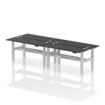 Air Back-to-Back 1600 x 600mm Height Adjustable 4 Person Bench Desk Black Top with Cable Ports Silver Frame HA02942
