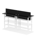 Air Back-to-Back 1600 x 600mm Height Adjustable 4 Person Bench Desk Black Top with Cable Ports White Frame with Black Straight Screen HA02945