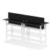 Air Back-to-Back 1600 x 600mm Height Adjustable 4 Person Bench Desk Black Top with Cable Ports White Frame with Black Straight Screen HA02945